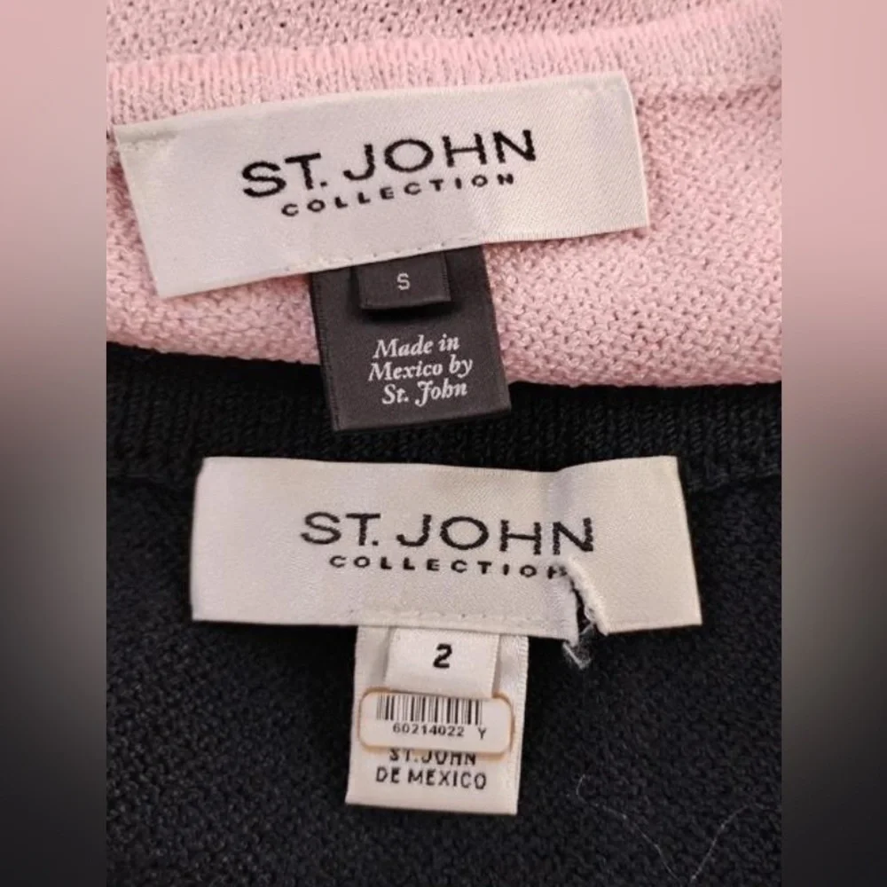 🛑 1 hour sale. St. John, Set - Light Pink Knit Top (S) and Black Knit Skirt (2) - Picture 6 of 12